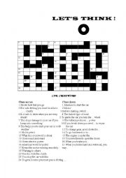 English Worksheet: Cars crossword