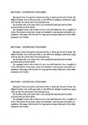 English Worksheet: Brothers- sisters relationships