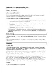 English Worksheet: General Agreements at the start of an academic year