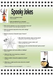 English Worksheet: Spooky Jokes
