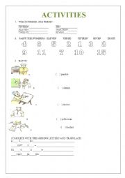 English Worksheet: HOMEWORK ACTIVITIES 