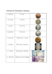 English Worksheet: Canadian Money 