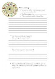 Chinese Zodiac Online Search Guided Sheet & Class Questions Survey