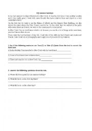 English Worksheet: my summer holiday