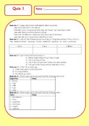 English Worksheet: quiz 1 