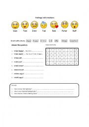 English Worksheet: Feelings and emotions