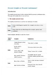 English Worksheet: Difference between Present Simple  and Present Continuous