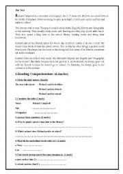 English Worksheet: reading end of term test 1