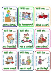 English Worksheet: Go fish - Will you ...? / Will she ...? / Will he ...? / Will they ...? (3/3)