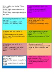 English Worksheet: Family Speaking Cards