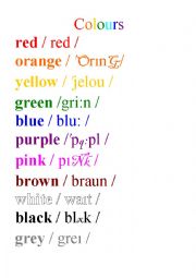 English Worksheet: Colours