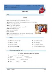 English Worksheet: Worksheet- revisions (personal identification)