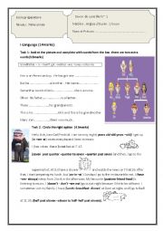 English Worksheet: DEVOIR 7me