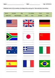 English Worksheet: countries and nationalities