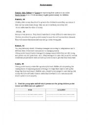 English Worksheet: POCKET MONEY