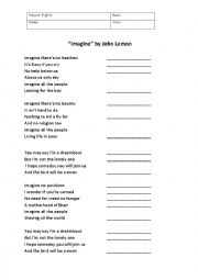 English Worksheet: Imagine by John Lennon