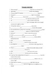 English Worksheet: Tenses review