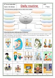 English Worksheet: daily routine 