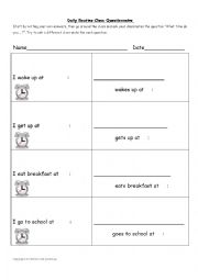 English Worksheet: Simple Present Tense (First and Third Person)