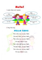 English Worksheet: Greetings-Hello