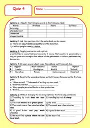 English Worksheet: quiz 4