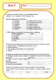English Worksheet: quiz 5