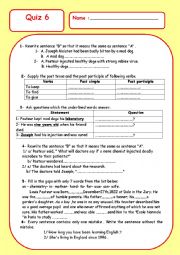English Worksheet: quiz 6