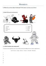 English Worksheet: Halloween monsters