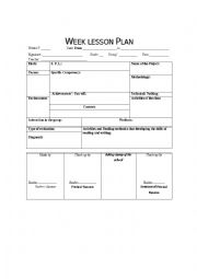 English Worksheet: Week lesson plan