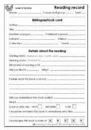 English Worksheet: Reading record