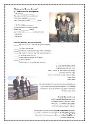 English Worksheet: boulevard of broken dreams listening exercise