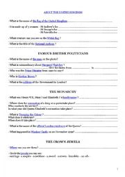 English Worksheet: wbquest about UK