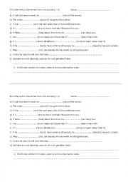 English Worksheet: if clauses