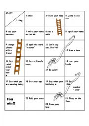English Worksheet: IMPERATIVES SNAKES AND LADDERS BOARD GAME