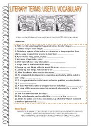 English Worksheet: literary terms : useful vocabulary