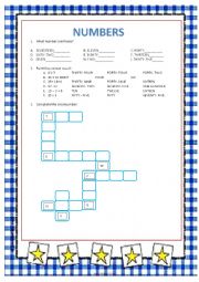 English Worksheet: Numers -  easy tasks