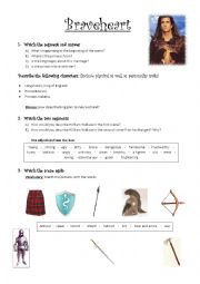 English Worksheet: Video Session Braveheart