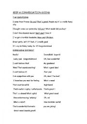 English Worksheet: keep a conversation going