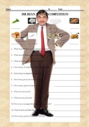 English Worksheet: Mr Bean Eating Competition