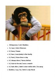 English Worksheet: Chimpanzee Named Bubbles