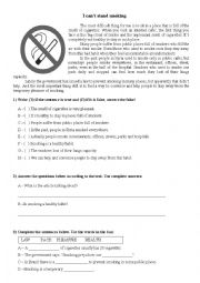 English Worksheet: Smoking