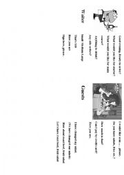 English Worksheet: Dialogue in Restaurant