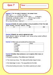 English Worksheet: quiz 7