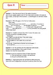 English Worksheet: quiz 8