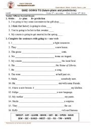 English Worksheet: Going to (future plans and predictions)