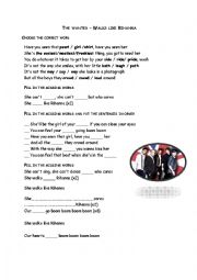 English Worksheet: The Wanted - Walks Like Rihanna