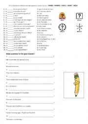 English Worksheet: Question Words