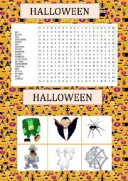 English Worksheet: Halloween games