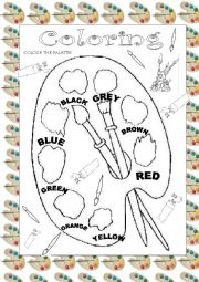 English Worksheet: Color the palette