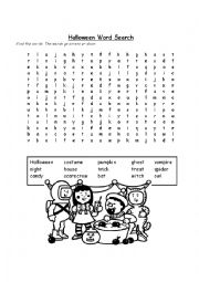 English Worksheet: Halloween word search